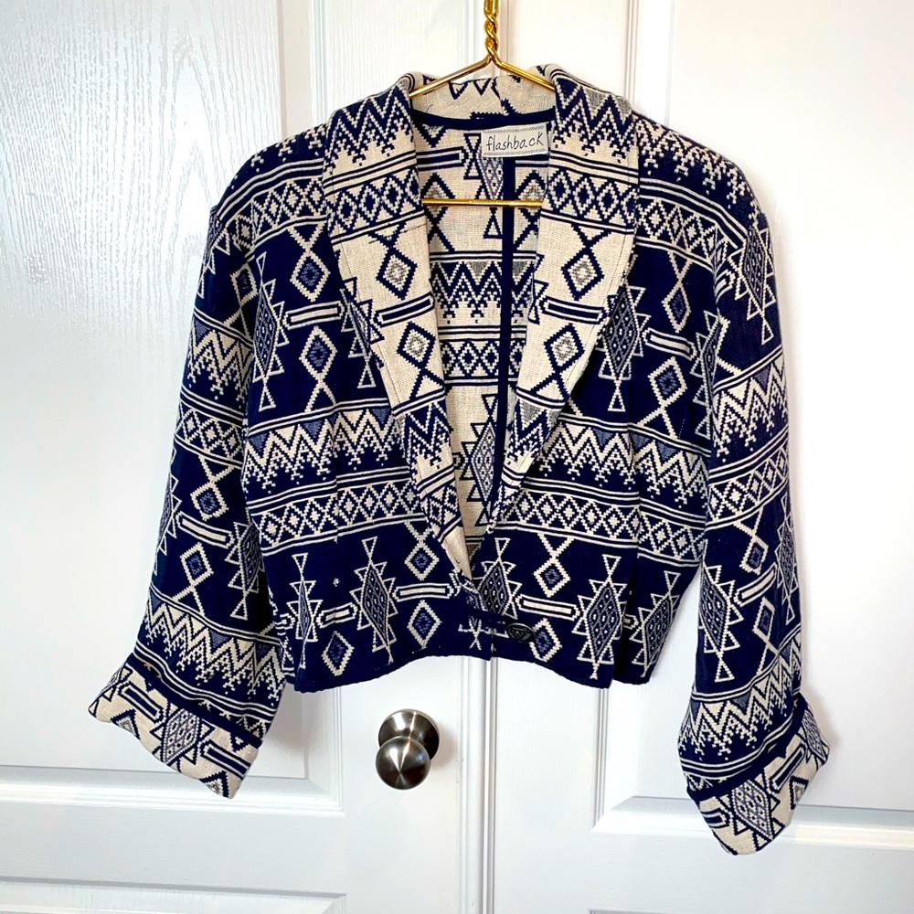 VTG 90’s Flashback tribal print bolero blanket jacket